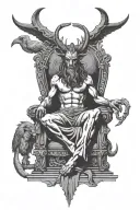 baphomet sitting on a throne tattoo design idea