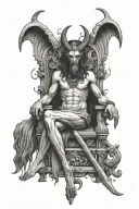 baphomet sitting on a throne tattoo design idea