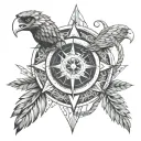 snakes, compass, eagle wings, wheat tattoo design idea