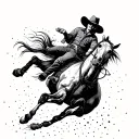 A cowboy riding a bucking bronco at a rodeo tattoo design idea