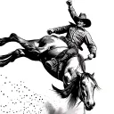 A cowboy riding a bucking bronco at a rodeo tattoo design idea