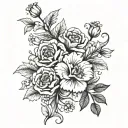 floral vines wrapped with carnation flowers tattoo design idea