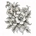 floral vines wrapped with carnation flowers tattoo design idea