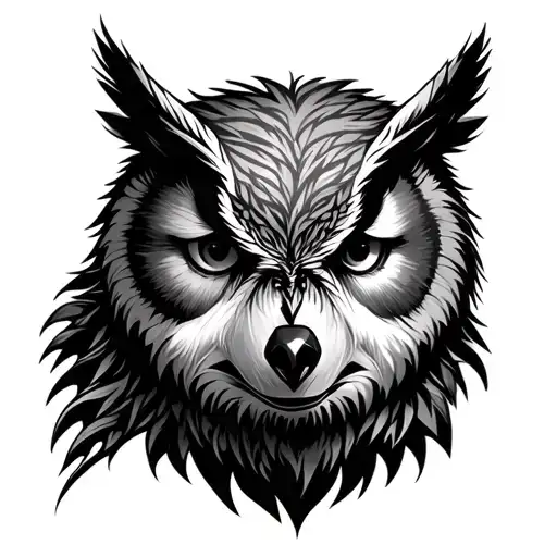 owl, bear, wolf face tattoo design idea