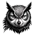 owl, bear, wolf face tattoo design idea