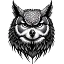 owl, bear, wolf face tattoo design idea