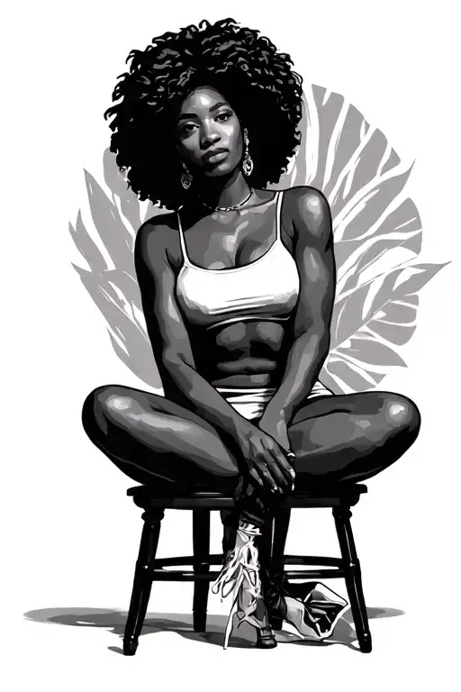 state of Georgia and black Afrocentric woman sitting  tattoo design idea