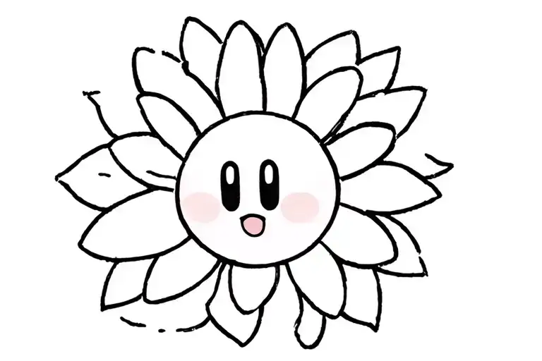 something small with a kirby, one piece (anime), twenty one pilots, omori (game), mario (game), and a sunflower tattoo design idea