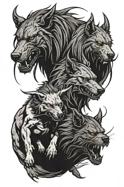 cerberus + vincent valentine tattoo design idea