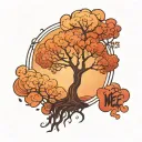 round minimal tree   tattoo design idea