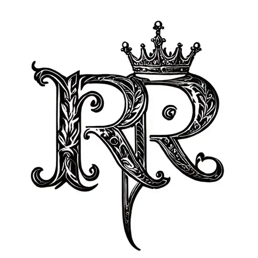 "R" LOVE CROWN tattoo design idea
