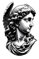 angel head statue side profile tattoo design idea
