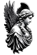 angel head statue side profile tattoo design idea