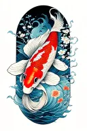koi fish transforming tattoo design idea