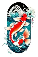 koi fish transforming tattoo design idea