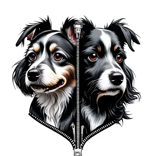 Zipper with dogs tattoo design idea
