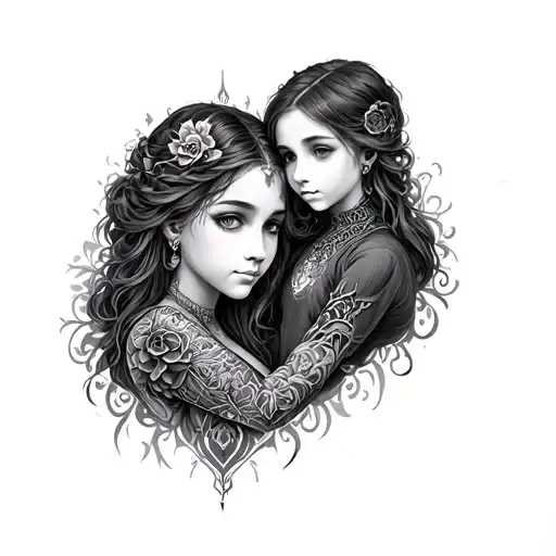 mother and son matching tattoo gothic tattoo design idea
