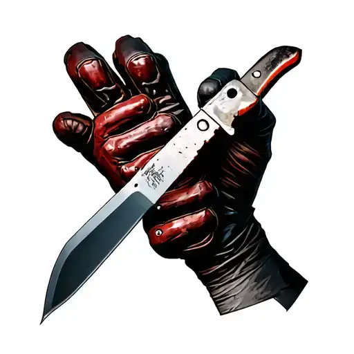 freddy kruger glove holding michael myers knife crossed tattoo design idea