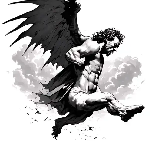 lucifer falling down in the sky tattoo design idea