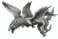 phoenix, dragon, pegasus tattoo design idea