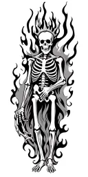 skeleton king on fire tattoo design idea