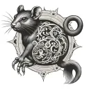 fire rat Pisces zodiac sign tattoo design idea