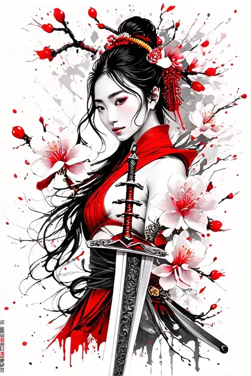 Mulan fan, Mulan sword, Mulan hair accessories and cherry blossom tattoo design idea
