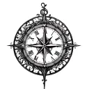 tree of life clock compass tattoo design idea