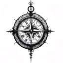 tree of life clock compass tattoo design idea