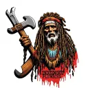 "Indigenous Plumbing " gangsta dread locks Native American holding wrench tattoo design idea