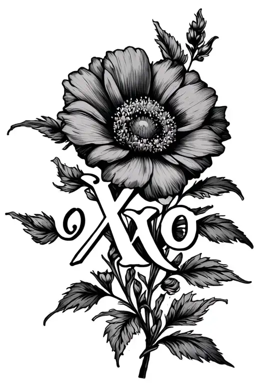 "Xoxo " February birth flower tattoo design idea