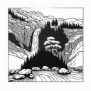 A serene waterfall cascading down a rocky cliff in the Colorado mountains tattoo design idea