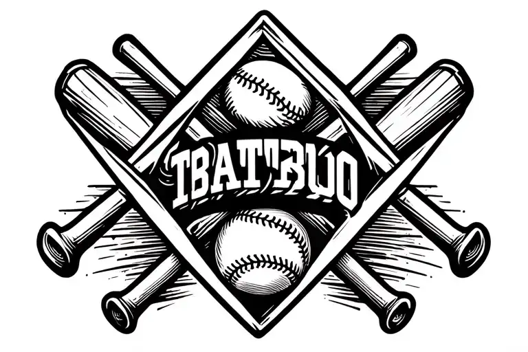 baseball bats inside diamond shaped line outlining tattoo design idea