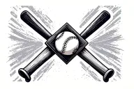 baseball bats inside diamond shaped line outlining tattoo design idea