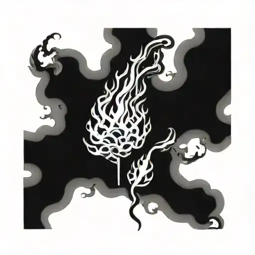 smoke in the shape of fire tattoo design idea