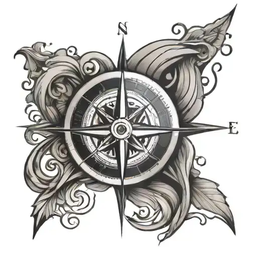 basic compass rose tattoo design idea