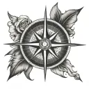 basic compass rose tattoo design idea