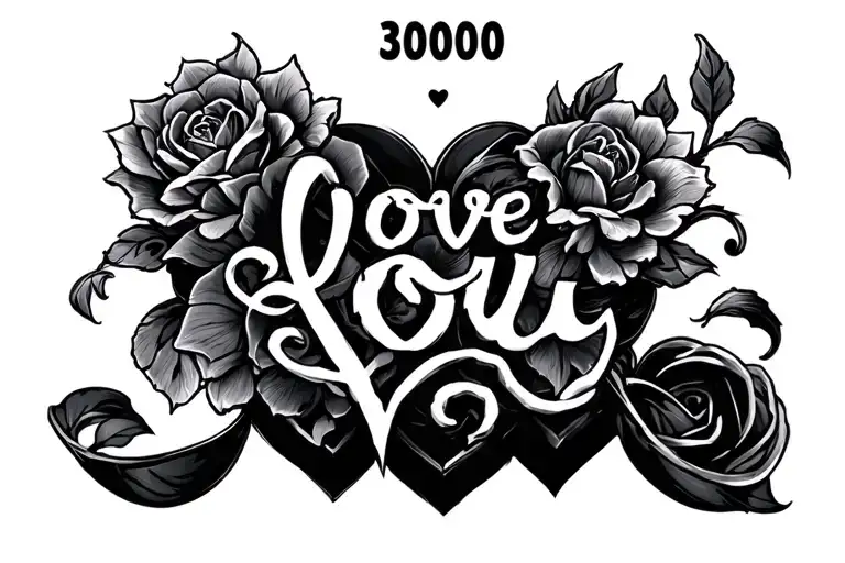please make concept designs for a tattoo that says love you 3000 from marvel tattoo design idea