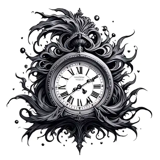 The flow of time waits for no one clock tattoo design idea