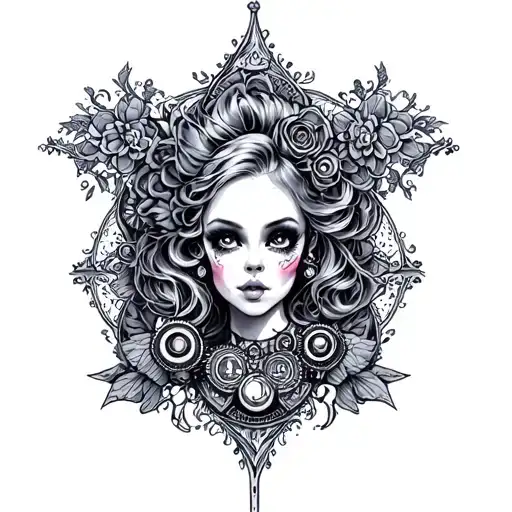 steampunk circus tattoo design idea