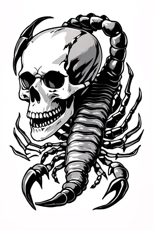 scorpion and western skull tattoo design idea