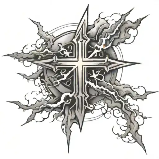 lightning and cross tattoo design idea
