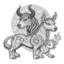 scorpio and taurus and a dog tattoo tattoo design idea