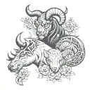 scorpio and taurus and a dog tattoo tattoo design idea