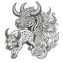 scorpio and taurus and a dog tattoo tattoo design idea