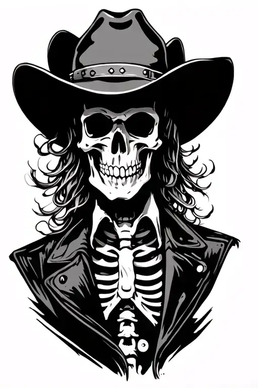 skeleton cowboy tattoo design idea