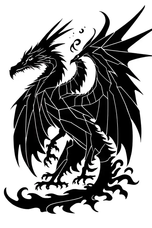phoenix rising from flames ice dragon Scorpio  tattoo design idea