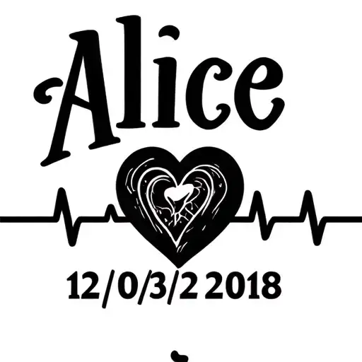 "Alice 12/03/2018" "Alice 12/03/2018" Electrocardiogram Date of birth tattoo design idea