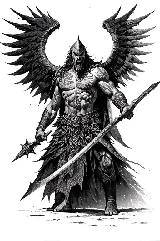 ragnarok battle scene tattoo design idea