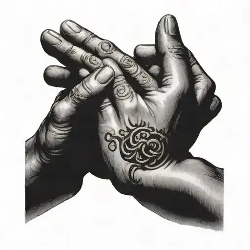 praying hands holding tattoo design idea
